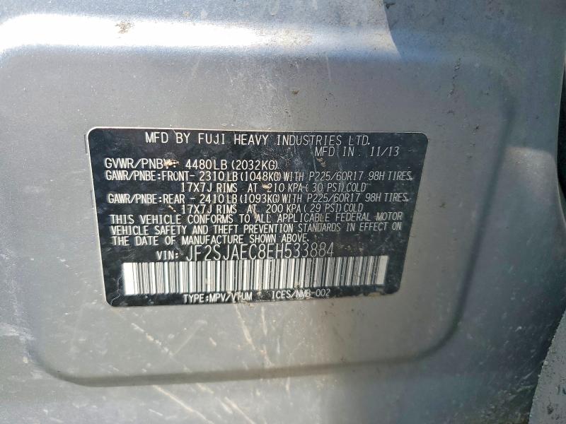 Aukcja sprzedaży 2014 Subaru Forester, vin: JF2SJAEC8EH533884, numer aukcji: 62446706
