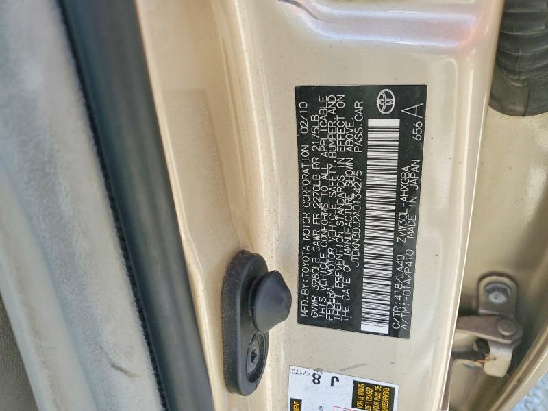 Aukcja sprzedaży 2010 Toyota Prius, vin: JTDKN3DU2A0134275, numer aukcji: 61971196