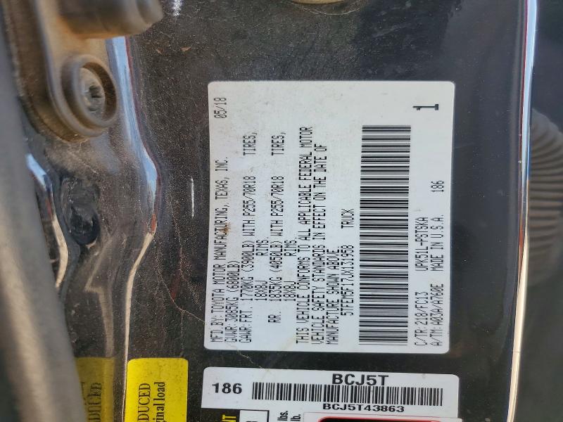 Продаж на аукціоні авто 2018 Toyota Tundra, vin: 5TFEM5F17JX131958, номер лоту: 59397906