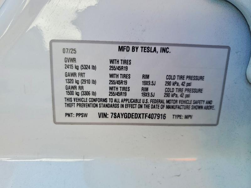 Продажа на аукционе авто 2026 Tesla Model Y, vin: 7SAYGDEDXTF407916, номер лота: 61997926