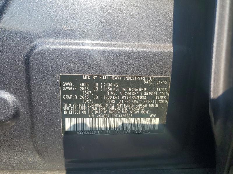 Aukcja sprzedaży 2015 Subaru Outback, vin: 4S4BSAJC9F3326237, numer aukcji: 62114976