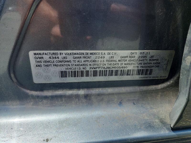 Продаж на аукціоні авто 2012 Volkswagen Jetta, vin: 3VWPP7AJ8CM605490, номер лоту: 63221216