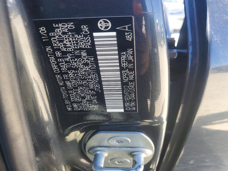 60892876 :رقم المزاد ، JTDBT923571107741 vin ، 2007 Toyota Yaris مزاد بيع