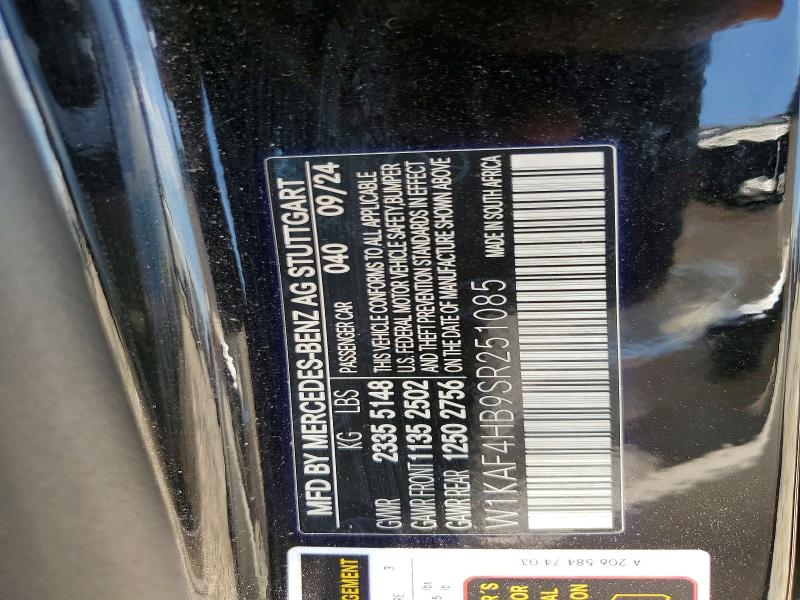 60977066 :رقم المزاد ، W1KAF4HB9SR251085 vin ، 2025 Mercedes-benz C مزاد بيع
