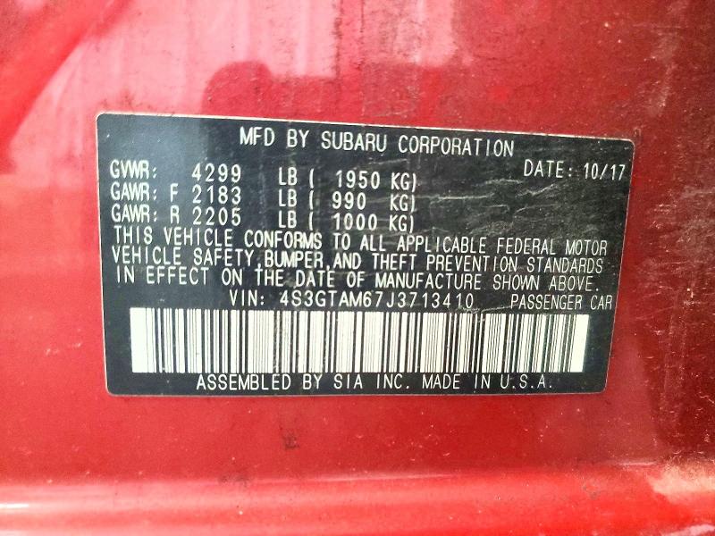 2018 Subaru Impreza მანქანა იყიდება აუქციონზე, vin: 4S3GTAM67J3713410, აუქციონის ნომერი: 59275966