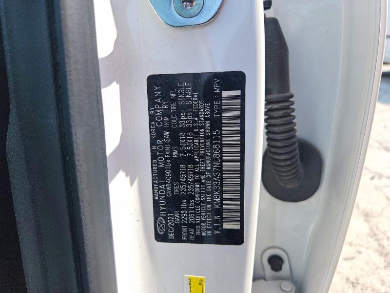 2022 Hyundai Kona მანქანა იყიდება აუქციონზე, vin: KM8K33A37NU868115, აუქციონის ნომერი: 61025976