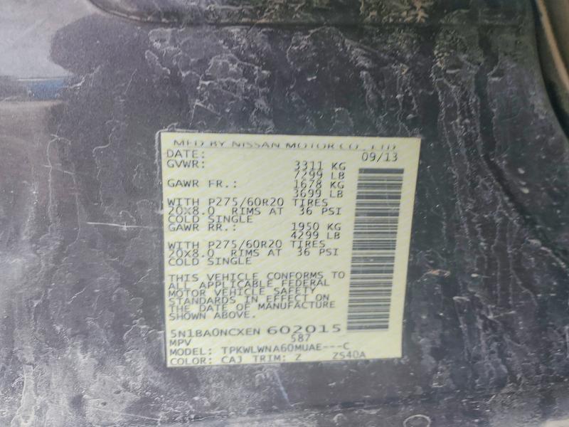 Aukcja sprzedaży 2014 Nissan Armada, vin: 5N1BA0NCXEN602015, numer aukcji: 58784286