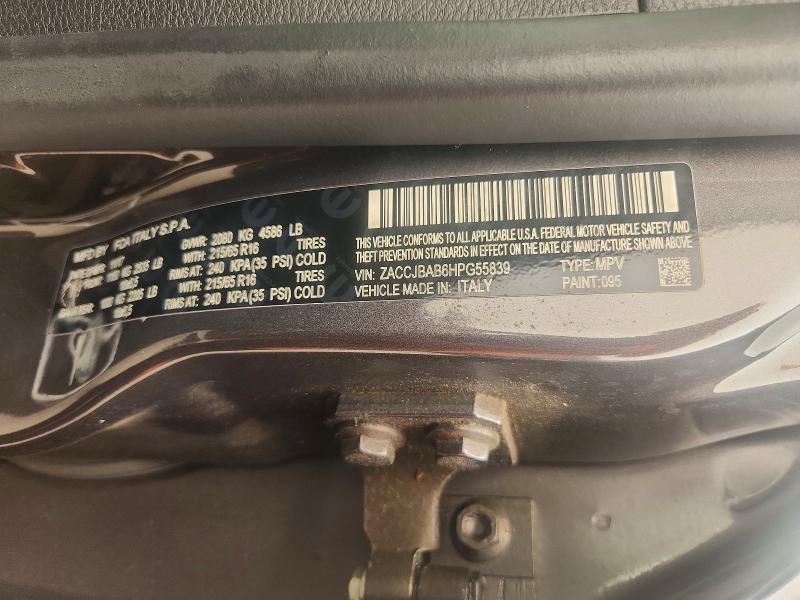 Продажа на аукционе авто 2017 Jeep Renegade, vin: ZACCJBAB6HPG55839, номер лота: 61472906