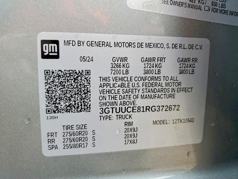 85773205 :رقم المزاد ، 3GTUUCE81RG372672 vin ، 2024 Gmc Sierra مزاد بيع