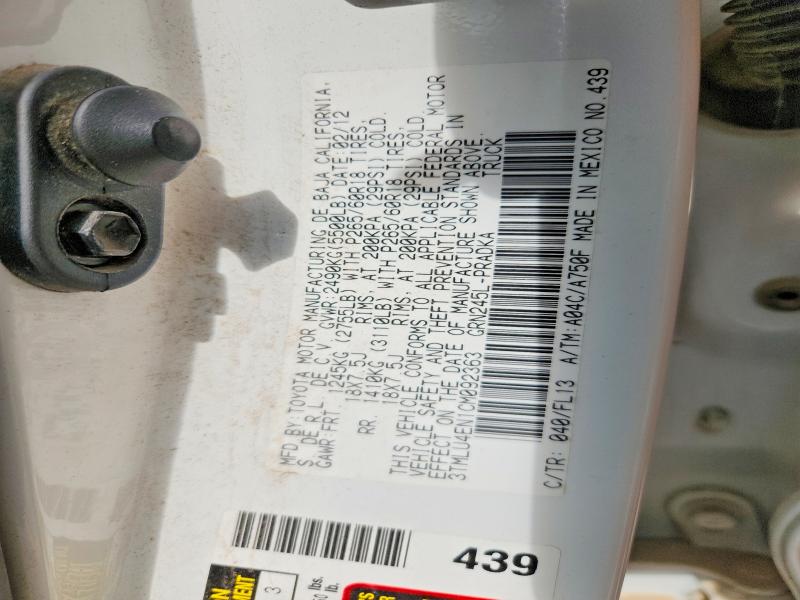 Aukcja sprzedaży 2012 Toyota Tacoma, vin: 3TMLU4EN1CM092363, numer aukcji: 61233606