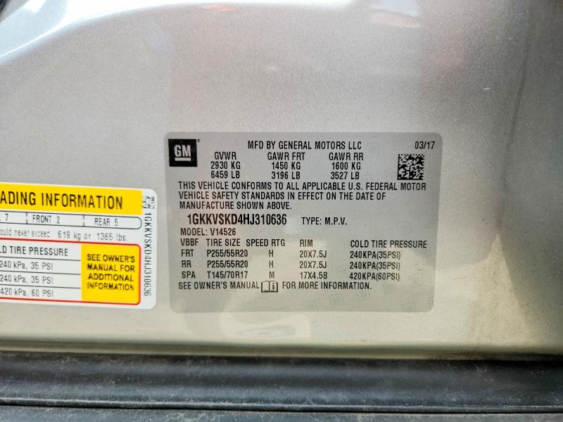 Aukcja sprzedaży 2017 Gmc Acadia Limited, vin: 1GKKVSKD4HJ310636, numer aukcji: 63570846