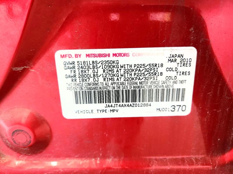 Aukcja sprzedaży 2010 Mitsubishi Outlander, vin: JA4JT4AX4AZ012884, numer aukcji: 59911706