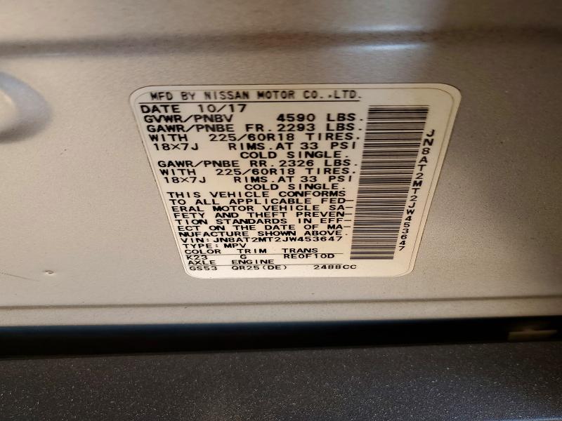 Aukcja sprzedaży 2018 Nissan Rogue, vin: JN8AT2MT2JW453647, numer aukcji: 85793465