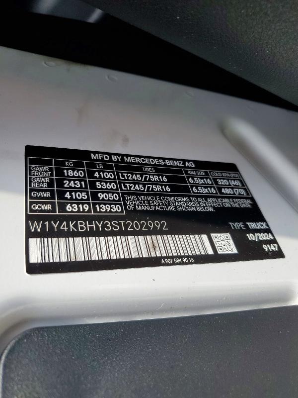 Продажа на аукционе авто 2025 Mercedes-benz Sprinter, vin: W1Y4KBHY3ST202992, номер лота: 60607386