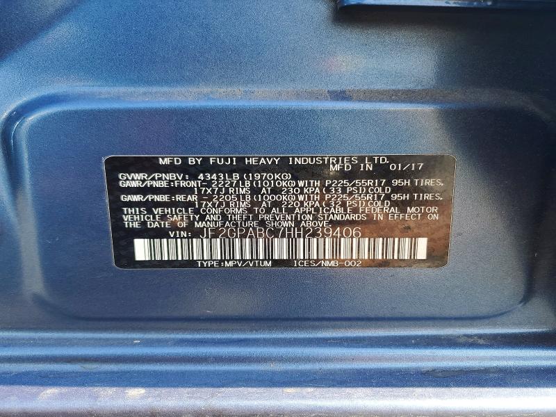 2017 Subaru Crosstrek მანქანა იყიდება აუქციონზე, vin: JF2GPABC7HH239406, აუქციონის ნომერი: 63048456