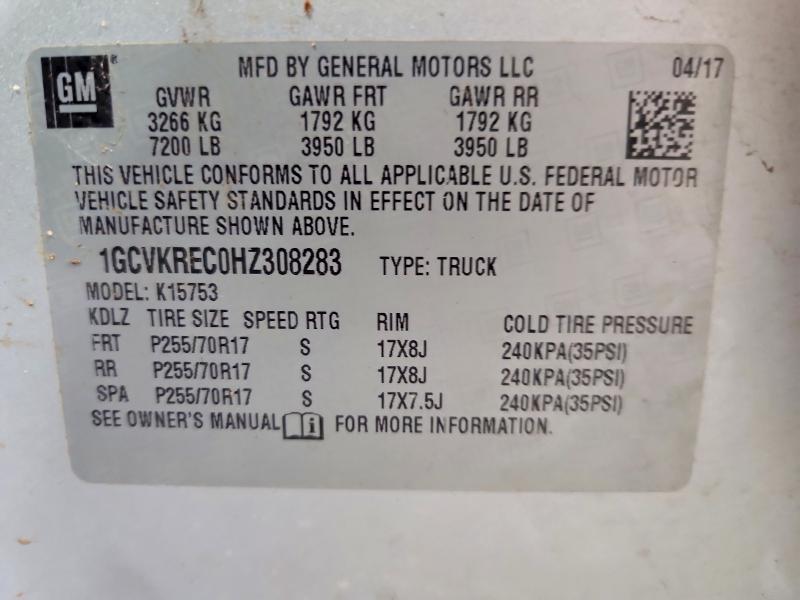 2017 Chevrolet Silverado მანქანა იყიდება აუქციონზე, vin: 1GCVKREC0HZ308283, აუქციონის ნომერი: 58979716