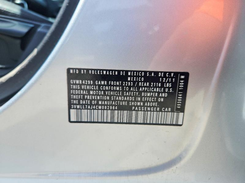 60990156 :رقم المزاد ، 3VWLL7AJ4CM082964 vin ، 2012 Volkswagen Jetta مزاد بيع