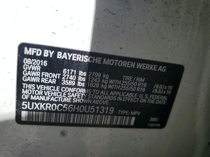 Продаж на аукціоні авто 2017 Bmw X5, vin: 5UXKR0C56H0U51319, номер лоту: 62372096