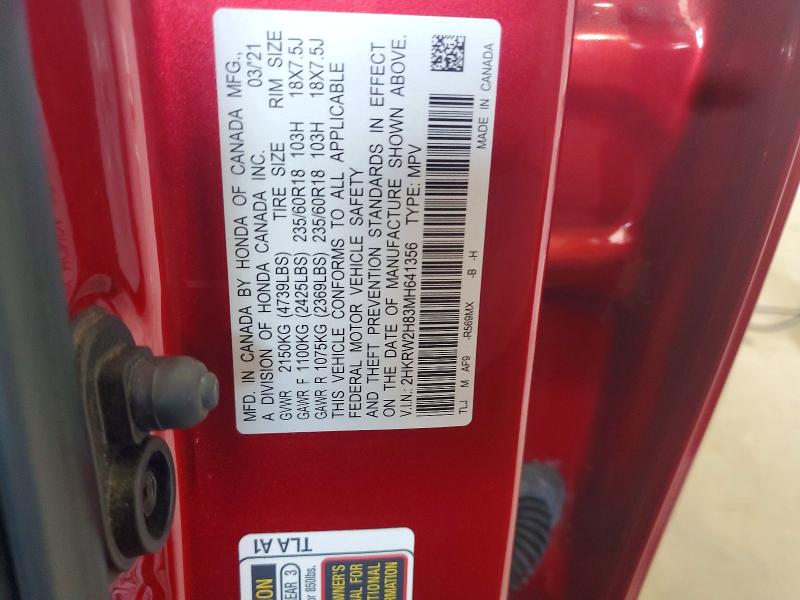 59848546 :رقم المزاد ، 2HKRW2H83MH641356 vin ، 2021 Honda Cr-v مزاد بيع
