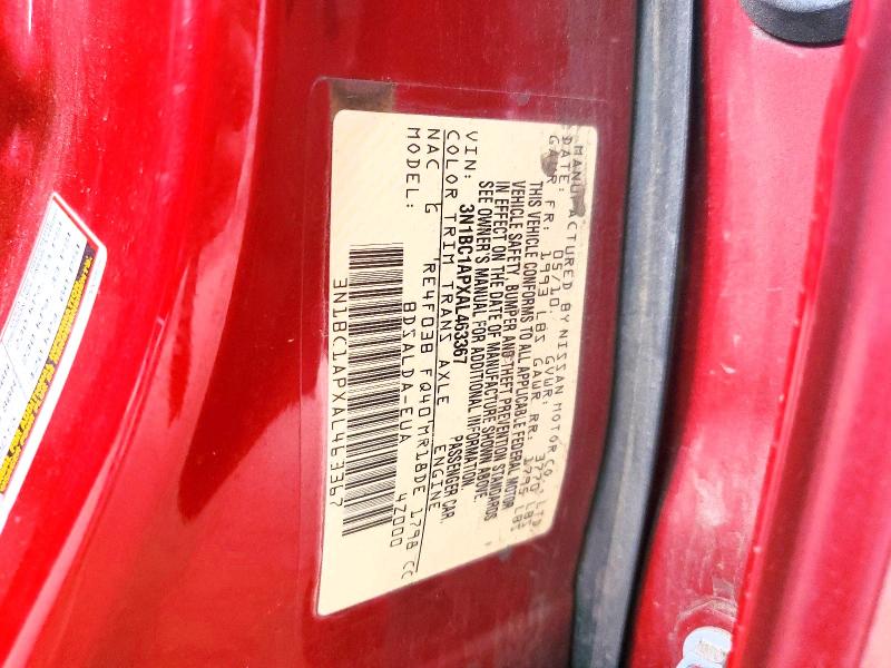 Продаж на аукціоні авто 2010 Nissan Versa, vin: 3N1BC1APXAL463367, номер лоту: 62615376