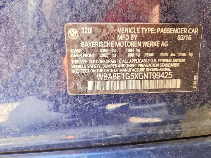 Aukcja sprzedaży 2016 Bmw 320, vin: WBA8E1G5XGNT99425, numer aukcji: 63422816