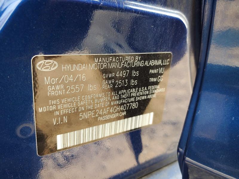 Aukcja sprzedaży 2016 Hyundai Sonata, vin: 5NPE24AF4GH407780, numer aukcji: 60986416