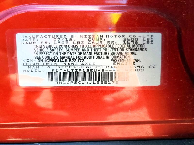 Aukcja sprzedaży 2018 Nissan Kicks, vin: 3N1CP5CU4JL522173, numer aukcji: 61059636