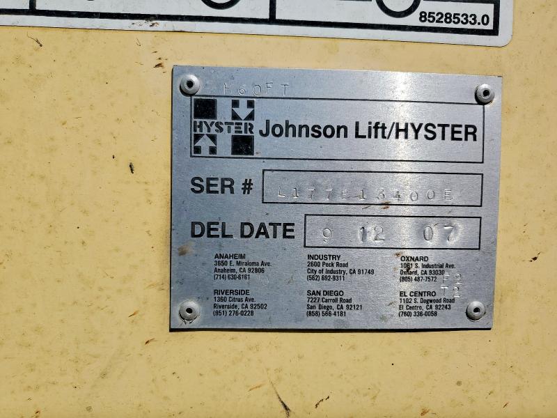 2007 Hyster Unknown მანქანა იყიდება აუქციონზე, vin: L177B13400E, აუქციონის ნომერი: 62279106