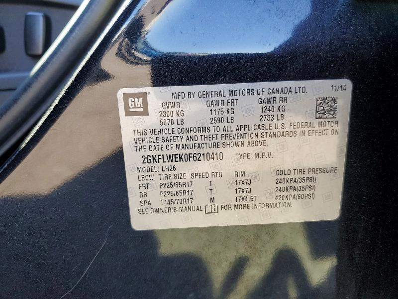 Aukcja sprzedaży 2015 Gmc Terrain, vin: 2GKFLWEK0F6210410, numer aukcji: 60304906