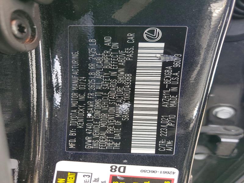 Продаж на аукціоні авто 2024 Lexus Es 300h, vin: 58ADA1C1XRU049368, номер лоту: 61437306