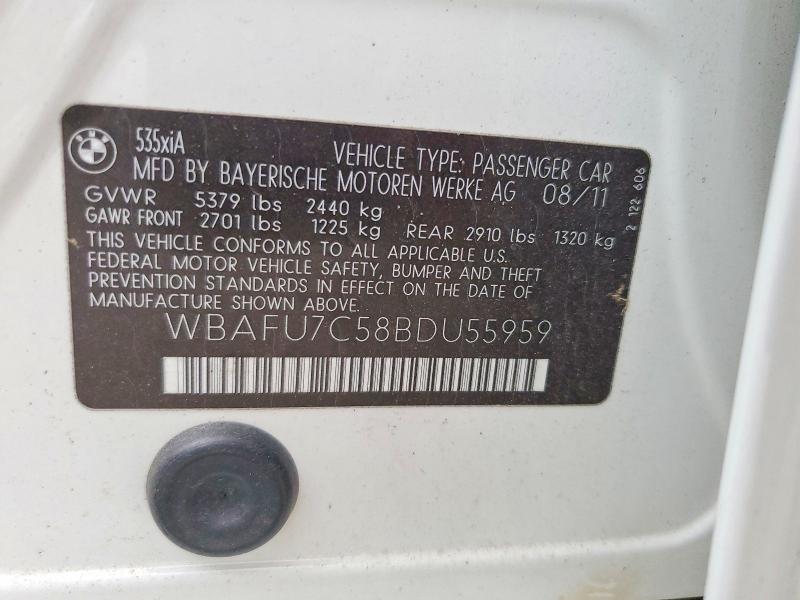 Продажа на аукционе авто 2011 Bmw 535, vin: WBAFU7C58BDU55959, номер лота: 61716976
