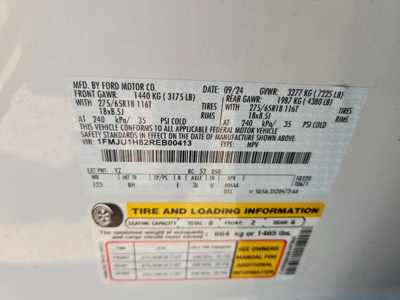 2024 Ford Expedition მანქანა იყიდება აუქციონზე, vin: 1FMJU1H82REB00413, აუქციონის ნომერი: 57390886