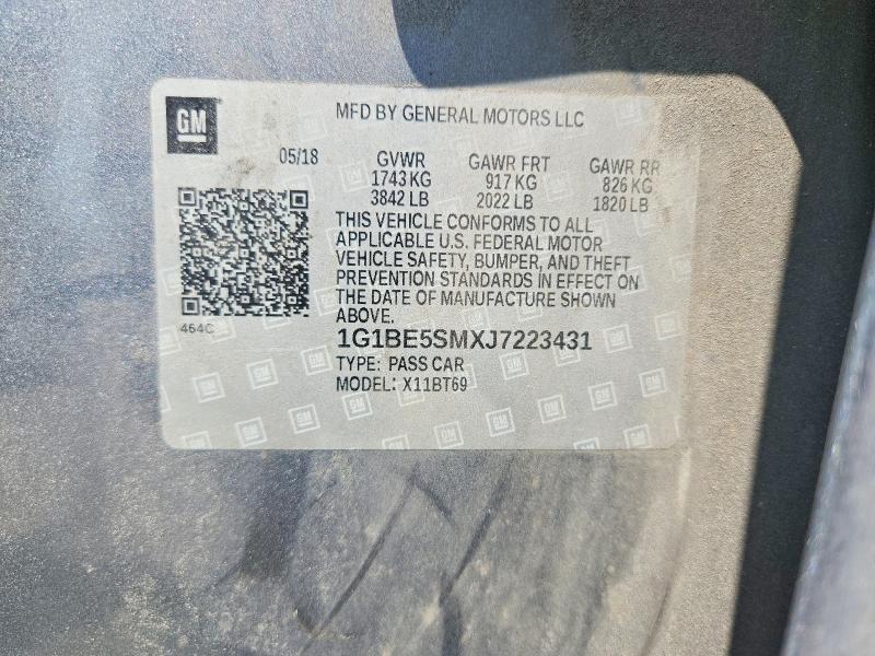 58273126 :رقم المزاد ، 1G1BE5SMXJ7223431 vin ، 2018 Chevrolet Cruze مزاد بيع