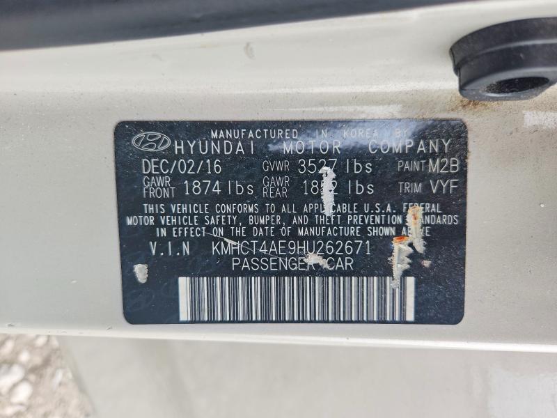 2017 Hyundai Accent მანქანა იყიდება აუქციონზე, vin: KMHCT4AE9HU262671, აუქციონის ნომერი: 61744966