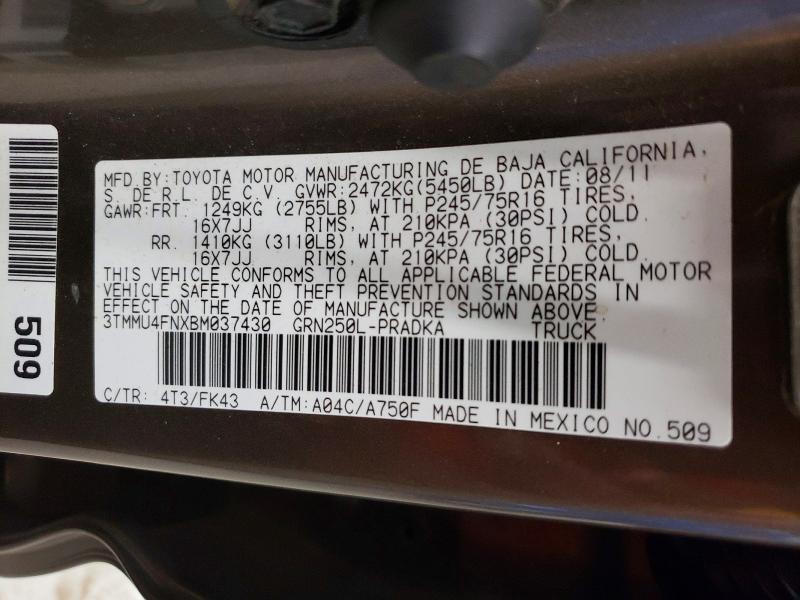 Aukcja sprzedaży 2011 Toyota Tacoma, vin: 3TMMU4FNXBM037430, numer aukcji: 63283906