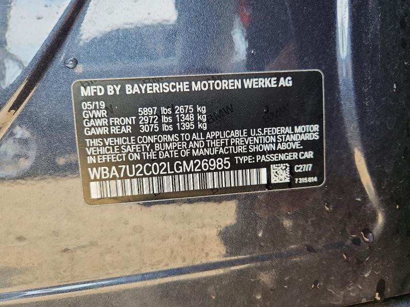 61719556 :رقم المزاد ، WBA7U2C02LGM26985 vin ، 2020 Bmw 750 مزاد بيع