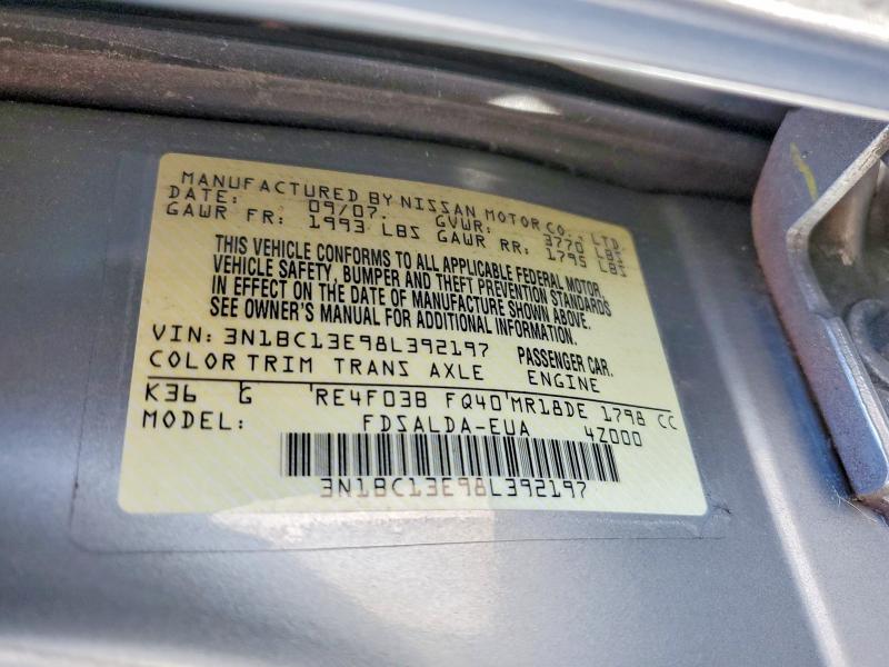 Продаж на аукціоні авто 2008 Nissan Versa, vin: 3N1BC13E98L392197, номер лоту: 61801706