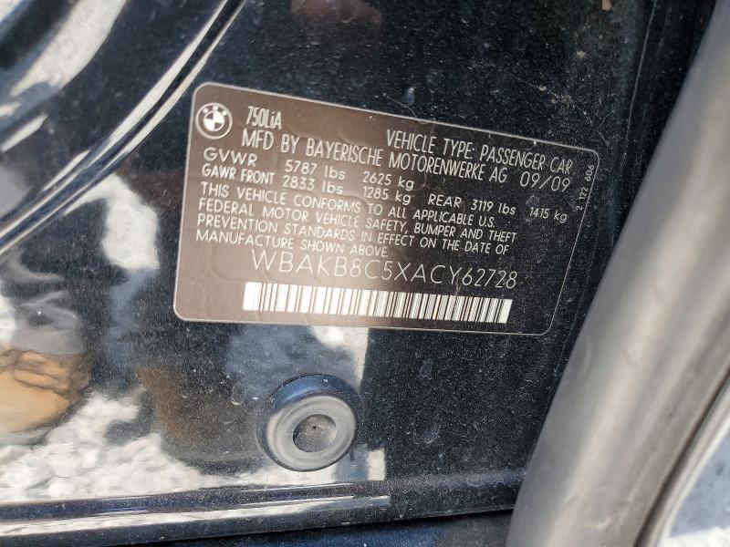 Продаж на аукціоні авто 2010 Bmw 750, vin: WBAKB8C5XACY62728, номер лоту: 61404236