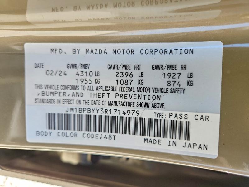 Продаж на аукціоні авто 2024 Mazda 3, vin: JM1BPBYY3R1714979, номер лоту: 60654386