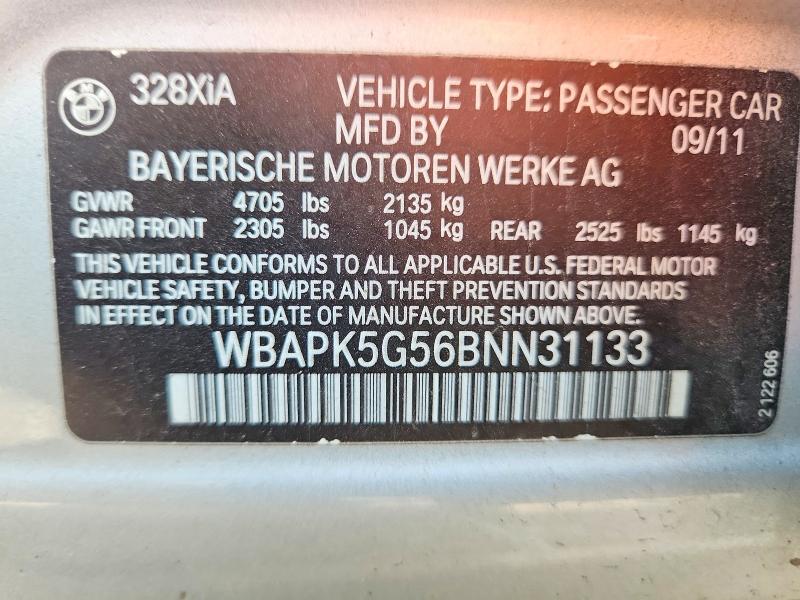 Продаж на аукціоні авто 2011 Bmw 328, vin: WBAPK5G56BNN31133, номер лоту: 61764646