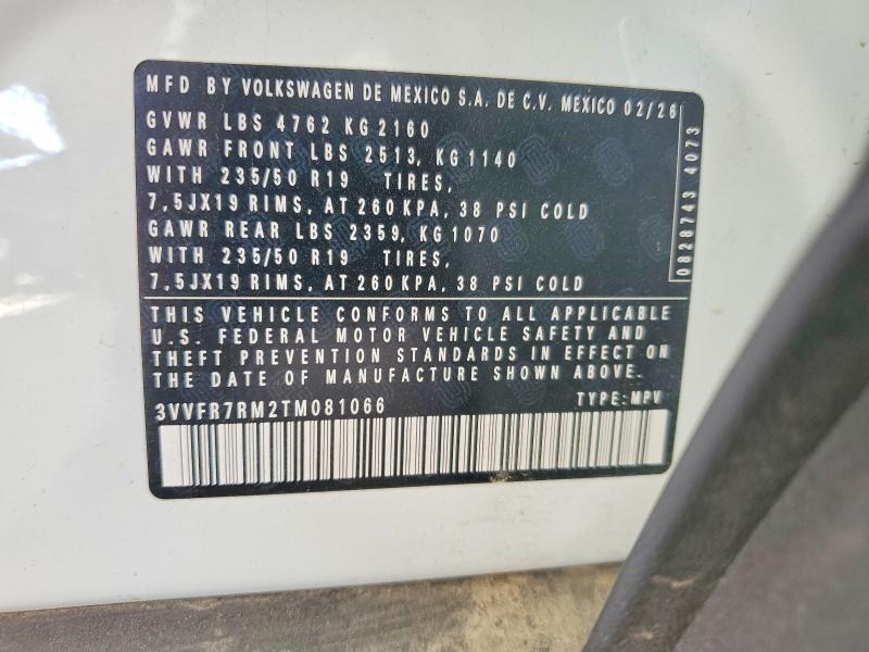 Продаж на аукціоні авто 2026 Volkswagen Tiguan, vin: 3VVFR7RM2TM081066, номер лоту: 61582716