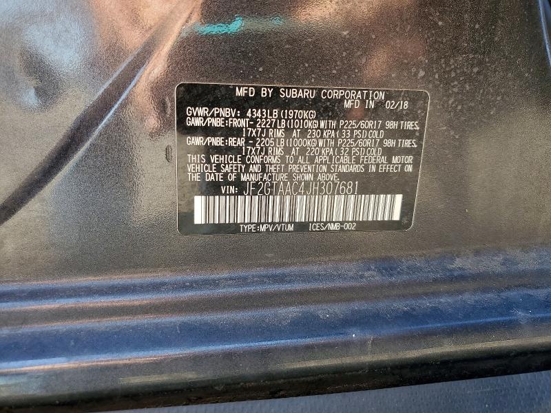 Aukcja sprzedaży 2018 Subaru Crosstrek, vin: JF2GTAAC4JH307681, numer aukcji: 60687876