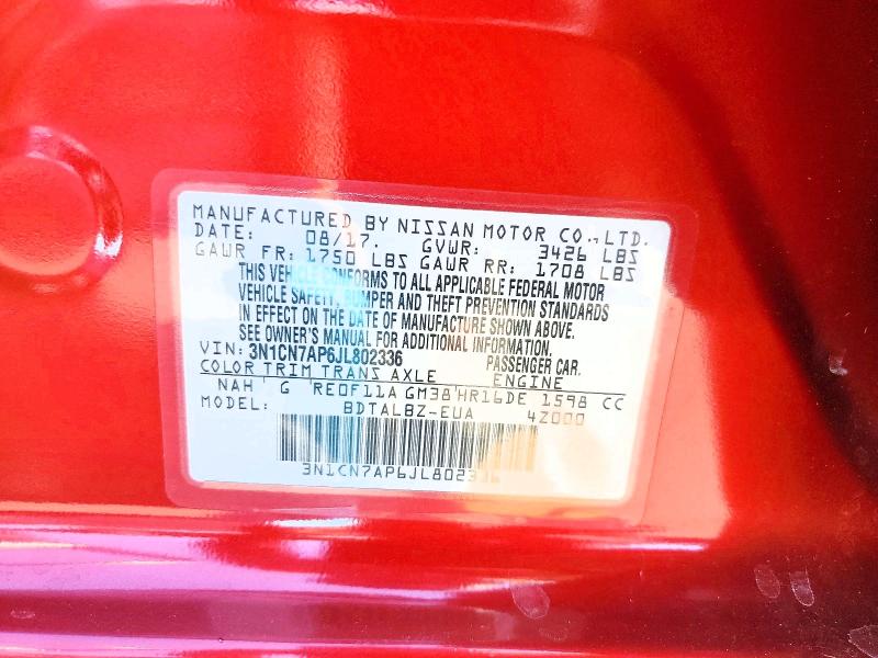 Aukcja sprzedaży 2018 Nissan Versa, vin: 3N1CN7AP6JL802336, numer aukcji: 61228886