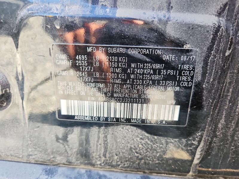 Продаж на аукціоні авто 2018 Subaru Outback, vin: 4S4BSACC2J3211131, номер лоту: 61242106