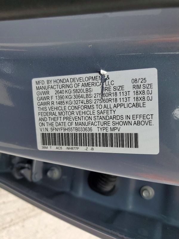 Продажа на аукционе авто 2026 Honda Passport, vin: 5FNYF9H55TB033636, номер лота: 61742826