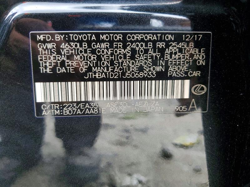 Aukcja sprzedaży 2018 Lexus Is, vin: JTHBA1D21J5068933, numer aukcji: 61083576