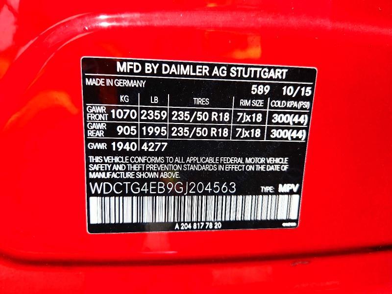 Aukcja sprzedaży 2016 Mercedes-benz Gla, vin: WDCTG4EB9GJ204563, numer aukcji: 63029996