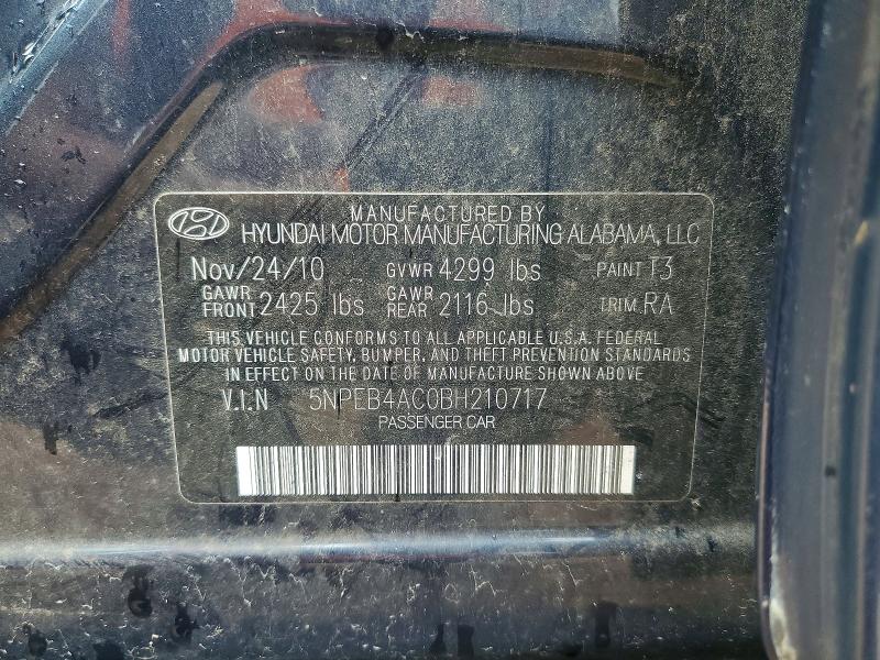 60935076 :رقم المزاد ، 5NPEB4AC0BH210717 vin ، 2011 Hyundai Sonata مزاد بيع