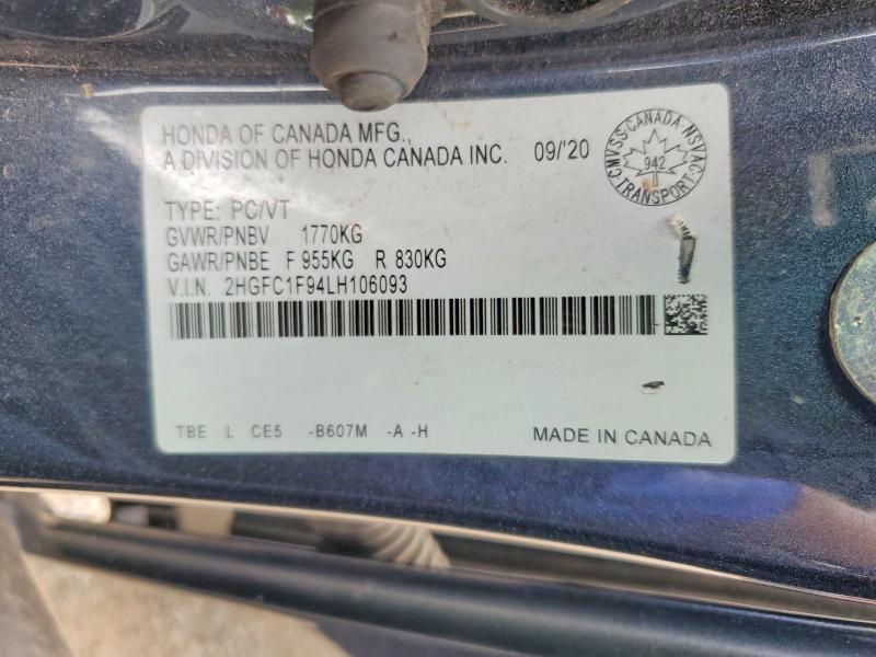 Продажа на аукционе авто 2020 Honda Civic, vin: 2HGFC1F94LH106093, номер лота: 59621926