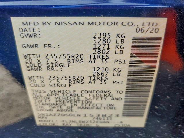 Продажа на аукционе авто 2020 Nissan Murano, vin: 5N1AZ2DS0LN153823, номер лота: 62229136